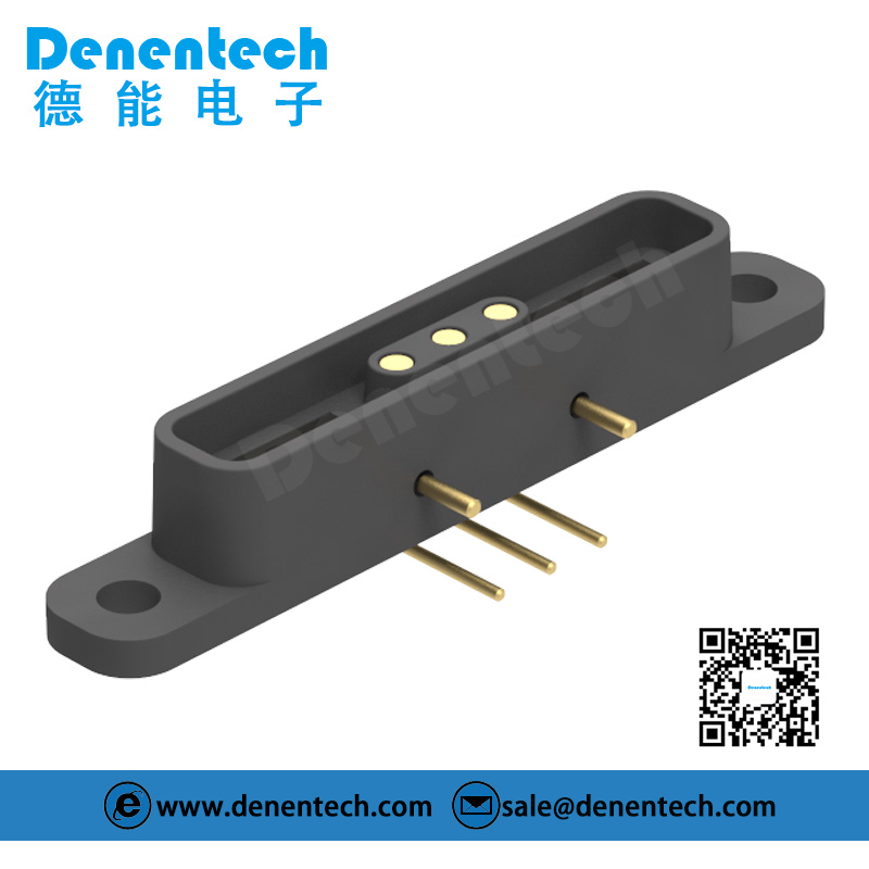 Denentech professional factory Rectangular magnetic pogo pin 3P right angle female pogo pins connector magnetic